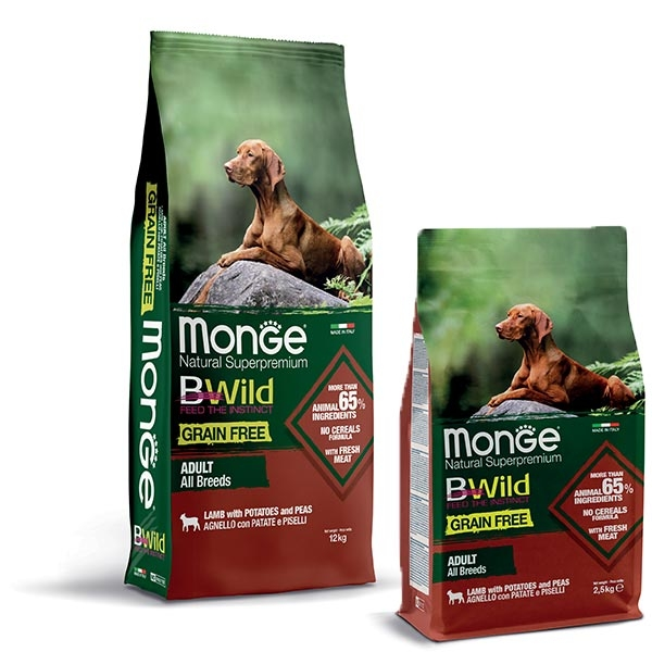 Monge BWild Grain Free Adult All Breeds Con Agnello, Patate E Piselli 3 Monge BWild Grain Free Adult All Breeds Con Agnello, Patate E Piselli
