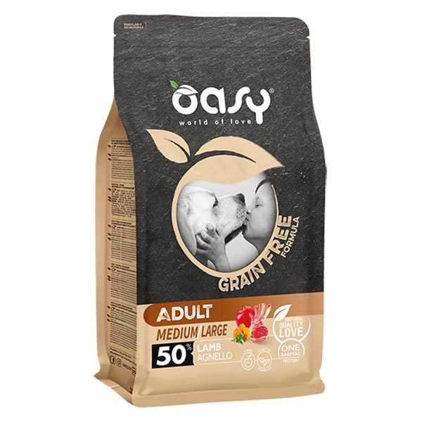 Oasy Grain Free Adult Medium & Large Con Agnello 3 Oasy Grain Free Adult Medium & Large Con Agnello