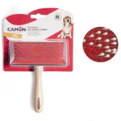 CAMON Cardatore Con Manico In Legno, Denti In Acciaio E Punte Arrotondate -Offerte Cat food Negozio 5579