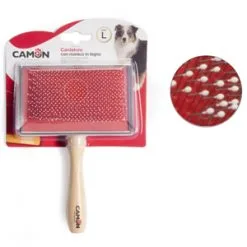 CAMON Cardatore Con Manico In Legno, Denti In Acciaio E Punte Arrotondate -Offerte Cat food Negozio 5580